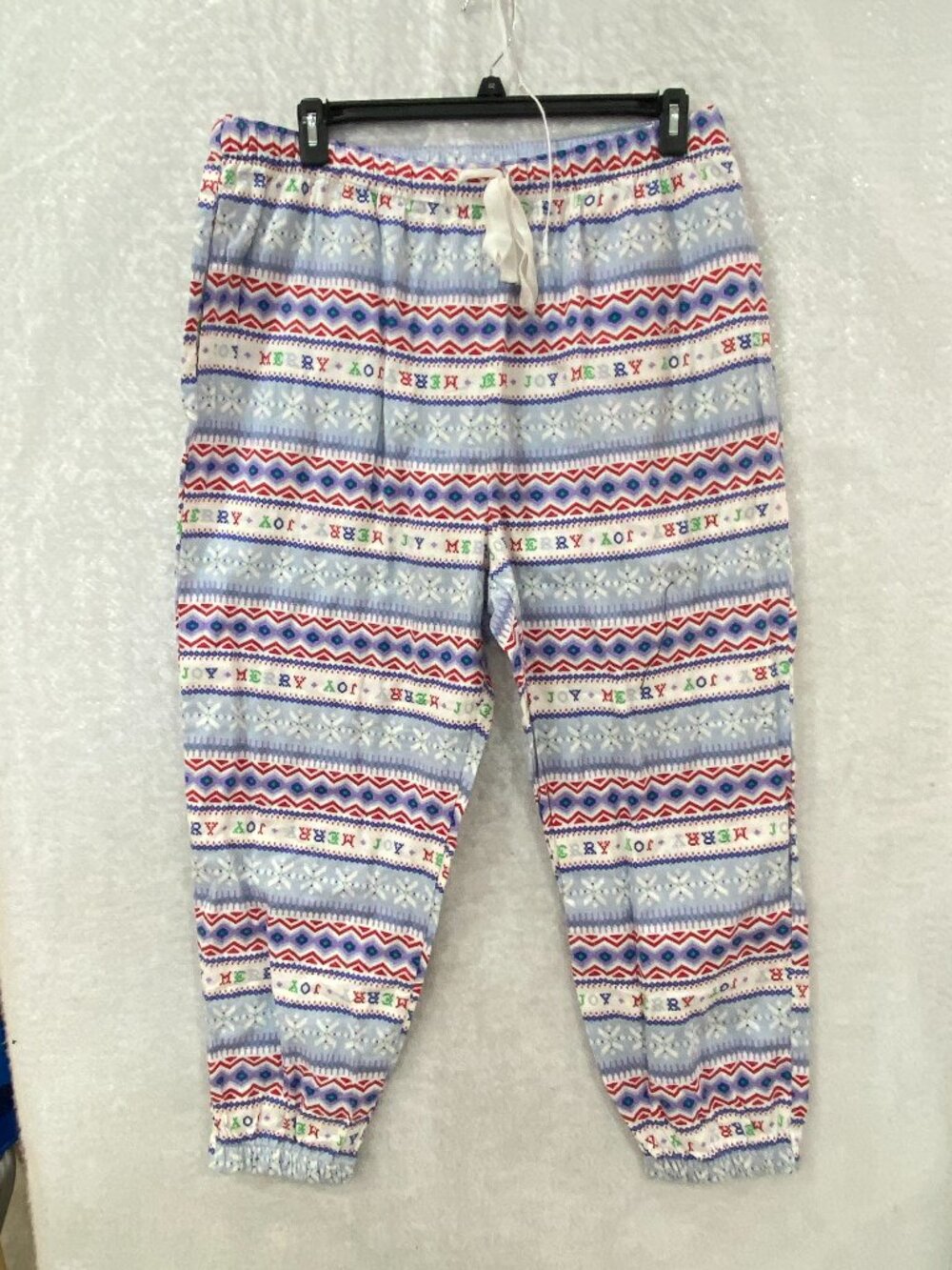 Old Navy Woman's Santa Flannel Pajama Sleep Pant Christmas XS Blue Pockets